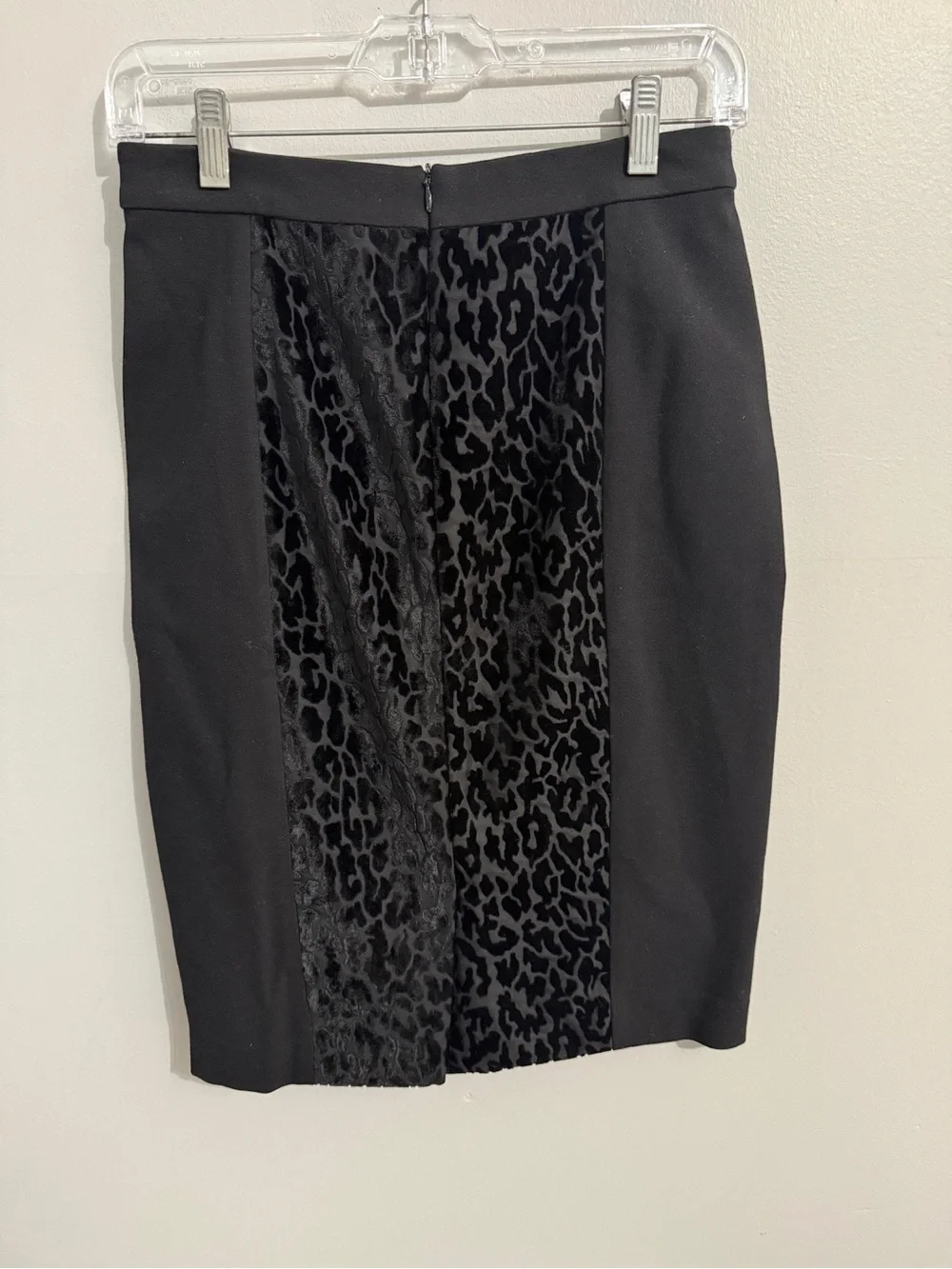 Ann Taylor Skirt Womens 0 Leopard Velvet Burnout Pencil Elastic Waist Black
